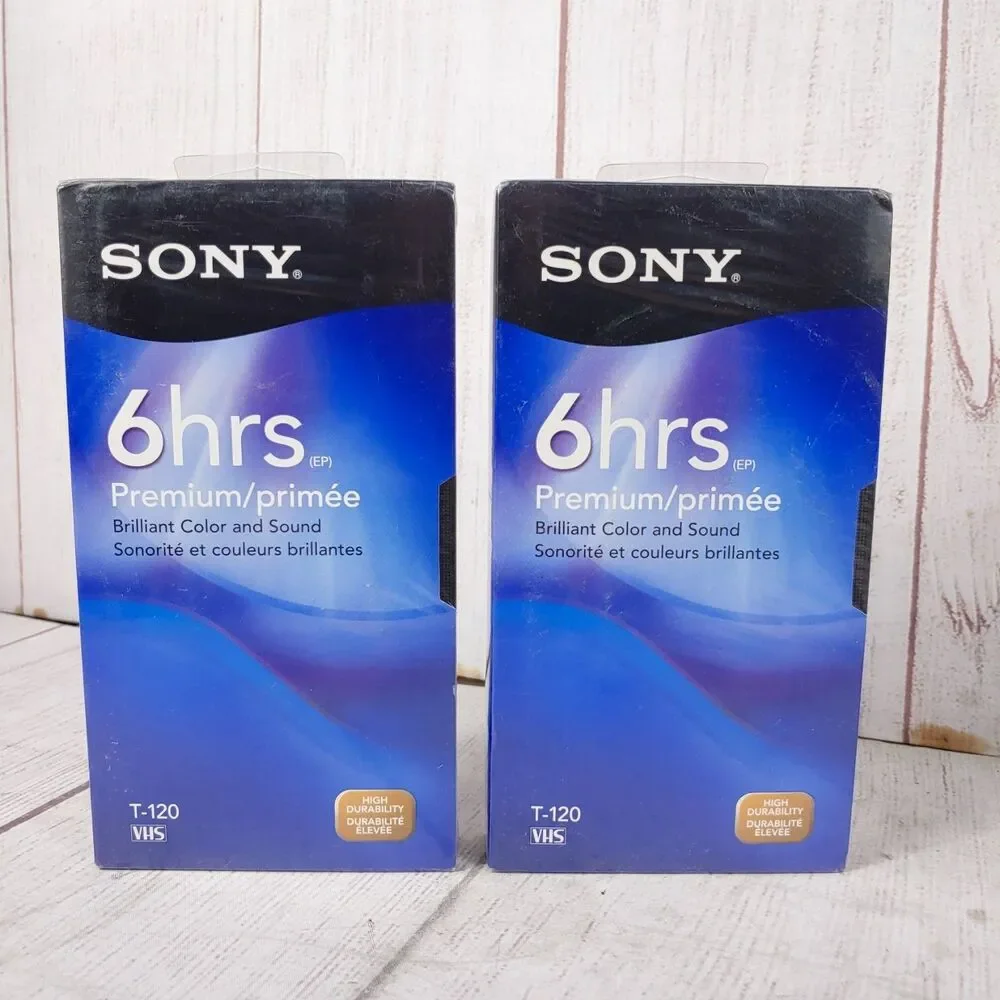 (Lot of 4) - NEW SEALED 6 Hour Blank VHS Video Tapes - Sony + Polaroid T120